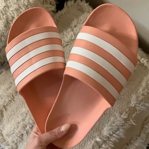 Authentic pink aqua adidas sandals slides sz 9